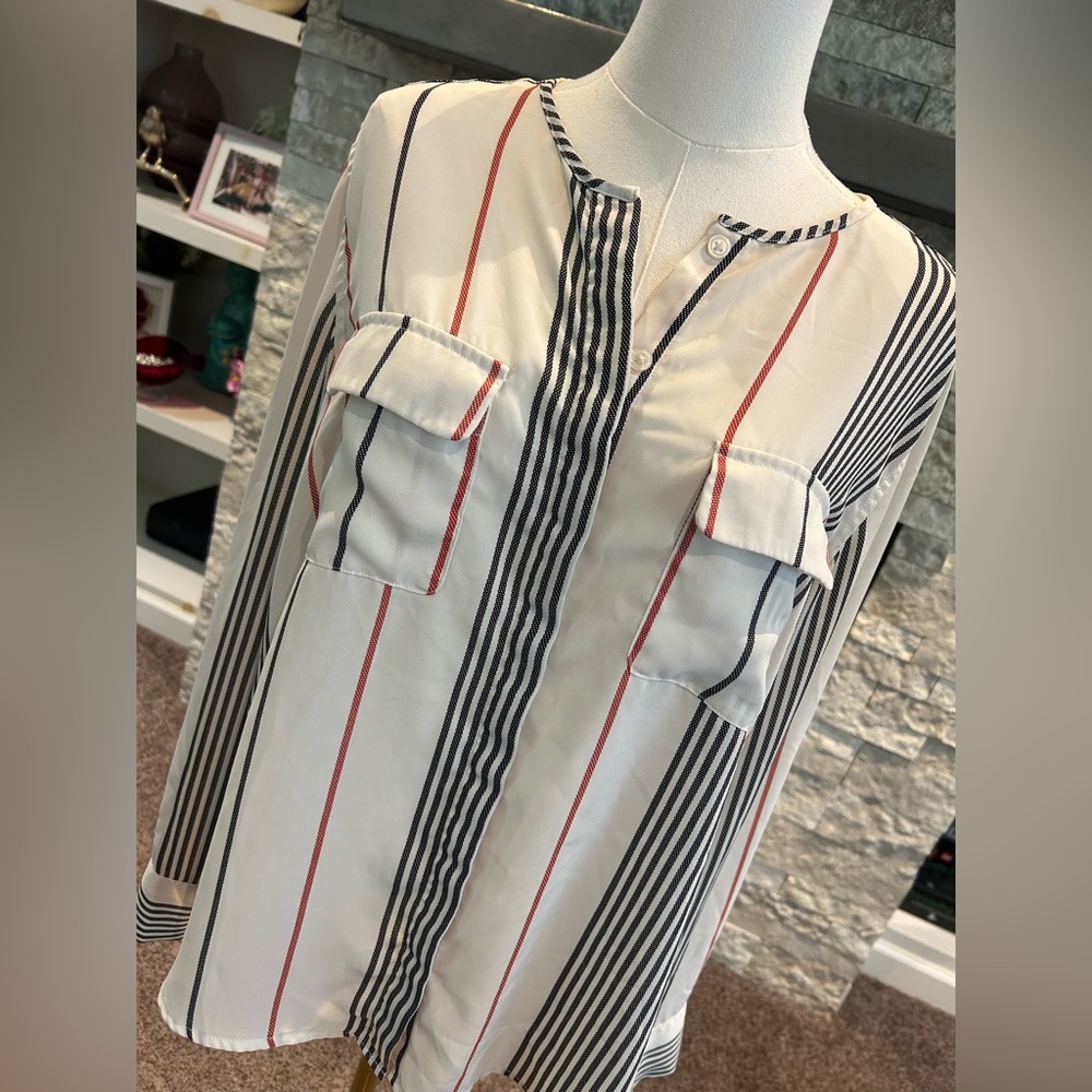 Who What Wear Multicolor Striped Shirt